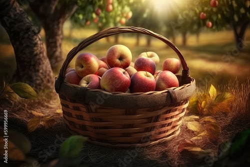 Basket of Fresh Apples in a...