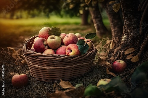 Basket of Fresh Apples in a...