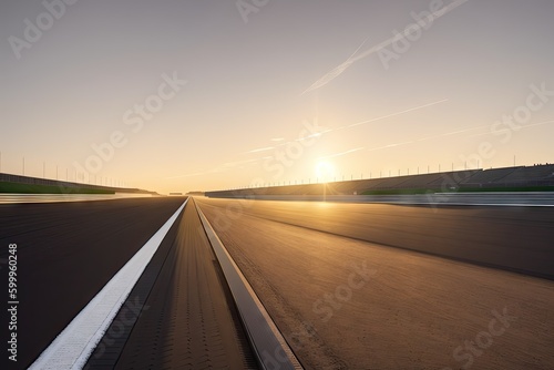 the sun is setting over a race track, generative ai © Aleksandr