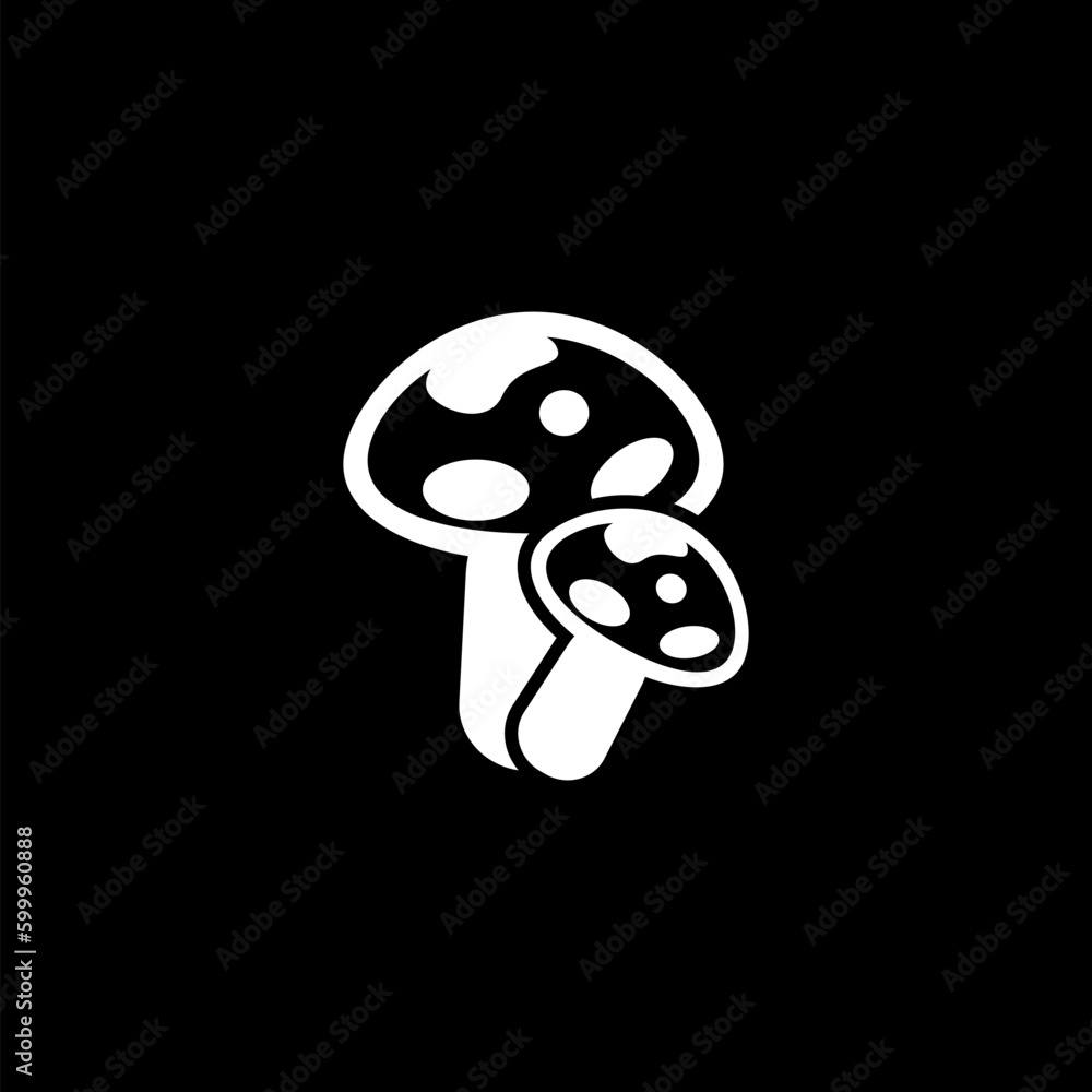 Mushrooms vegetable glyph icon. Symbol, logo illustration isolated on black background Mushrooms vegetable glyph icon. Symbol, logo illustration isolated on black background