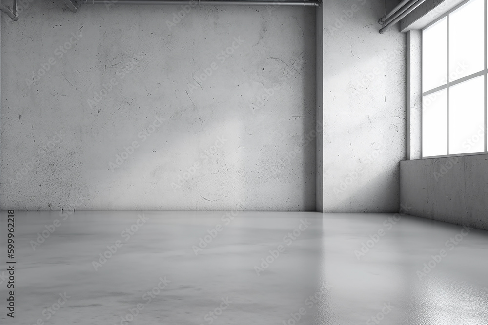 Plain grey interior empty room design, fictitious place. AI generated image Plain grey interior empty room design, fictitious place. AI generated image