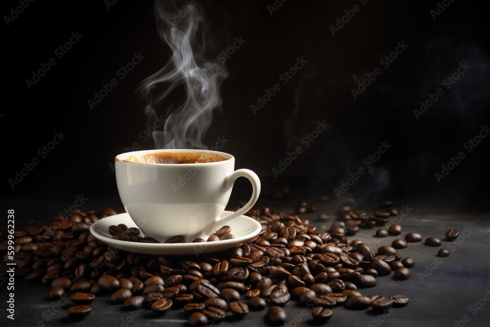 Fototapeta premium bean aroma breakfast brown cup drink cafe morning mug espresso. Generative AI.