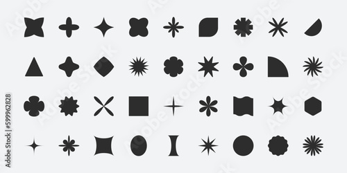 Geometric brutalist shape silhouettes. Modern elements abstract figures swiss style, bold minimalist basic forms. Vector set