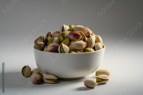 Bowl full of pistachio nuts, Generative AI
