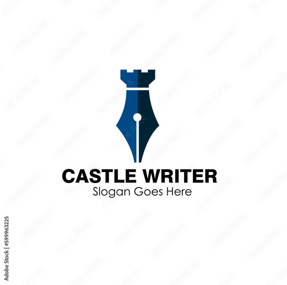 castle writer logo design concept castle writer logo design concept