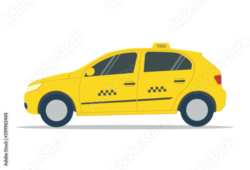 Image of a yellow taxi on a white background. Taxi service © Vovmar