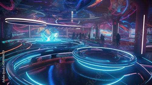 A futuristic amusement park with hover coasters. AI generated