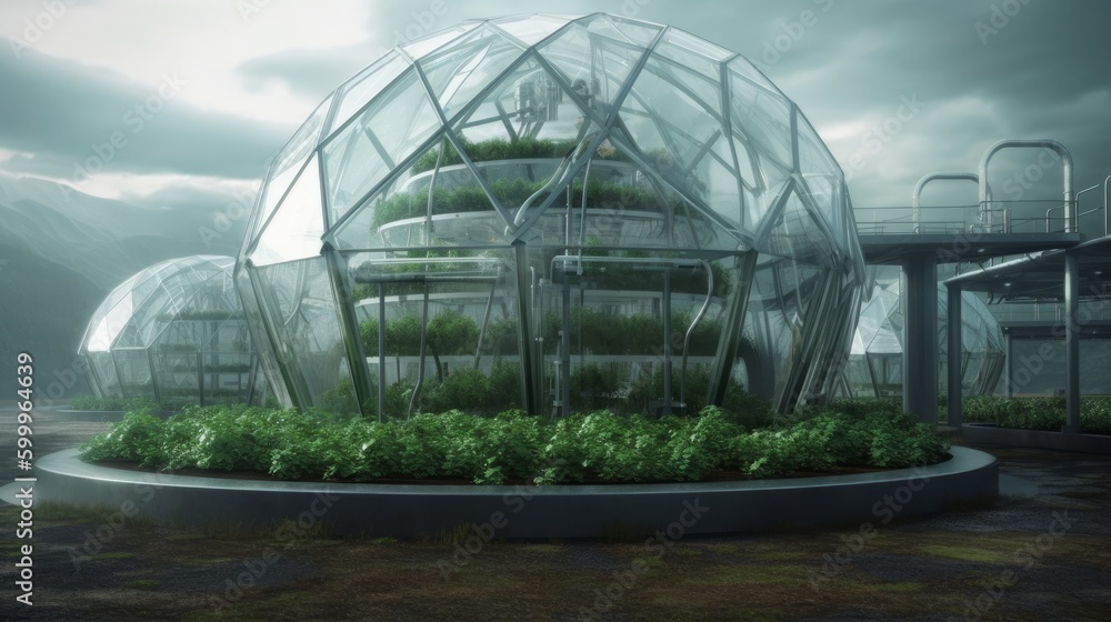 A futuristic farm using genetic engineering. AI generated A futuristic farm using genetic engineering. AI generated