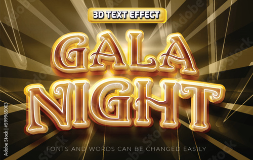 Gala night 3d editable text effect style