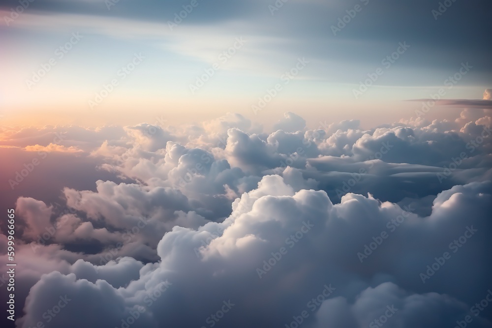 aerial clouds from space, many clouds over the sky. AI Generated
