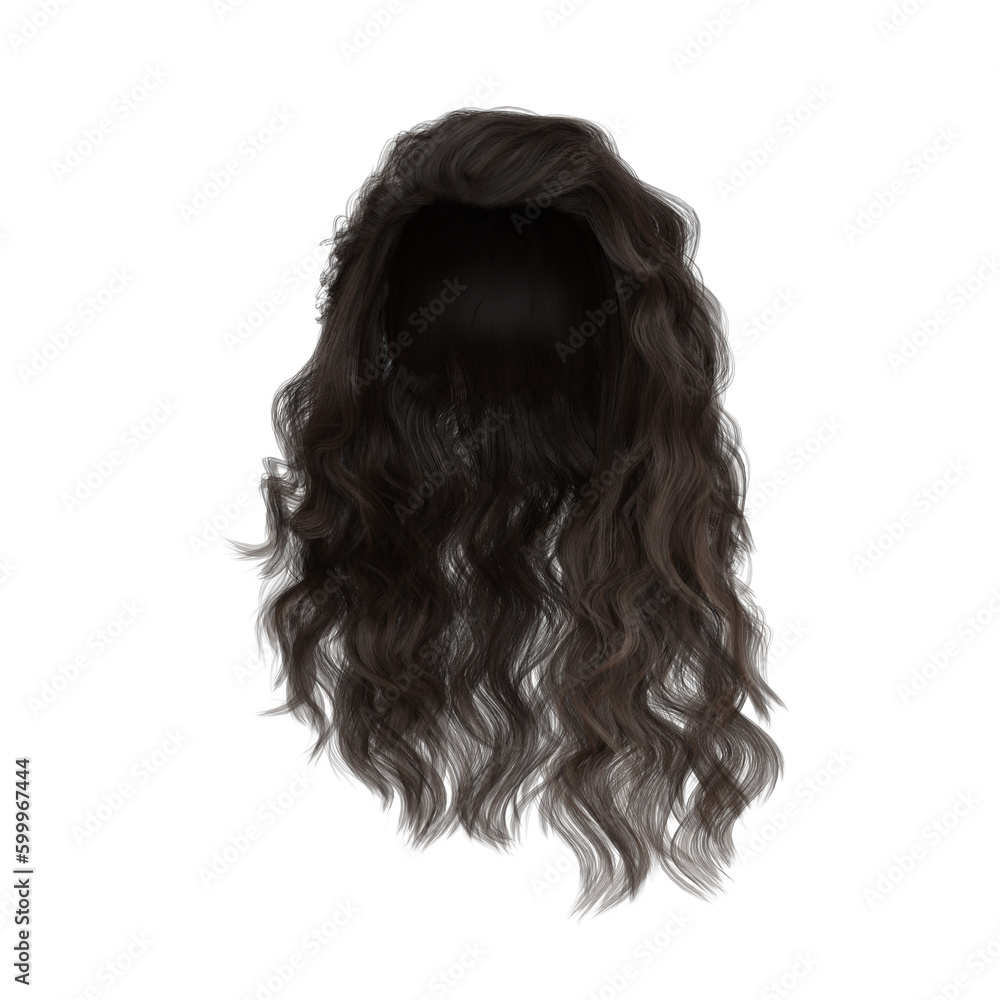 Naklejka premium 3d rendering wavy brown hair isolated 