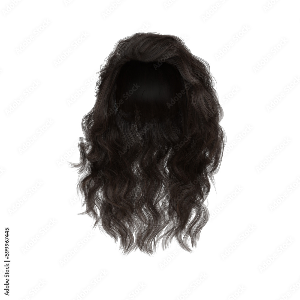 3d rendering wavy brown hair isolated 3d rendering wavy brown hair isolated