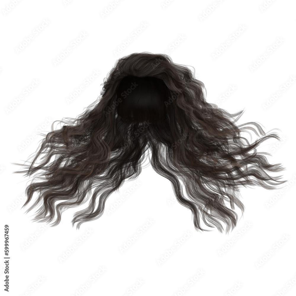 Fototapeta premium 3d rendering wavy brown hair isolated 
