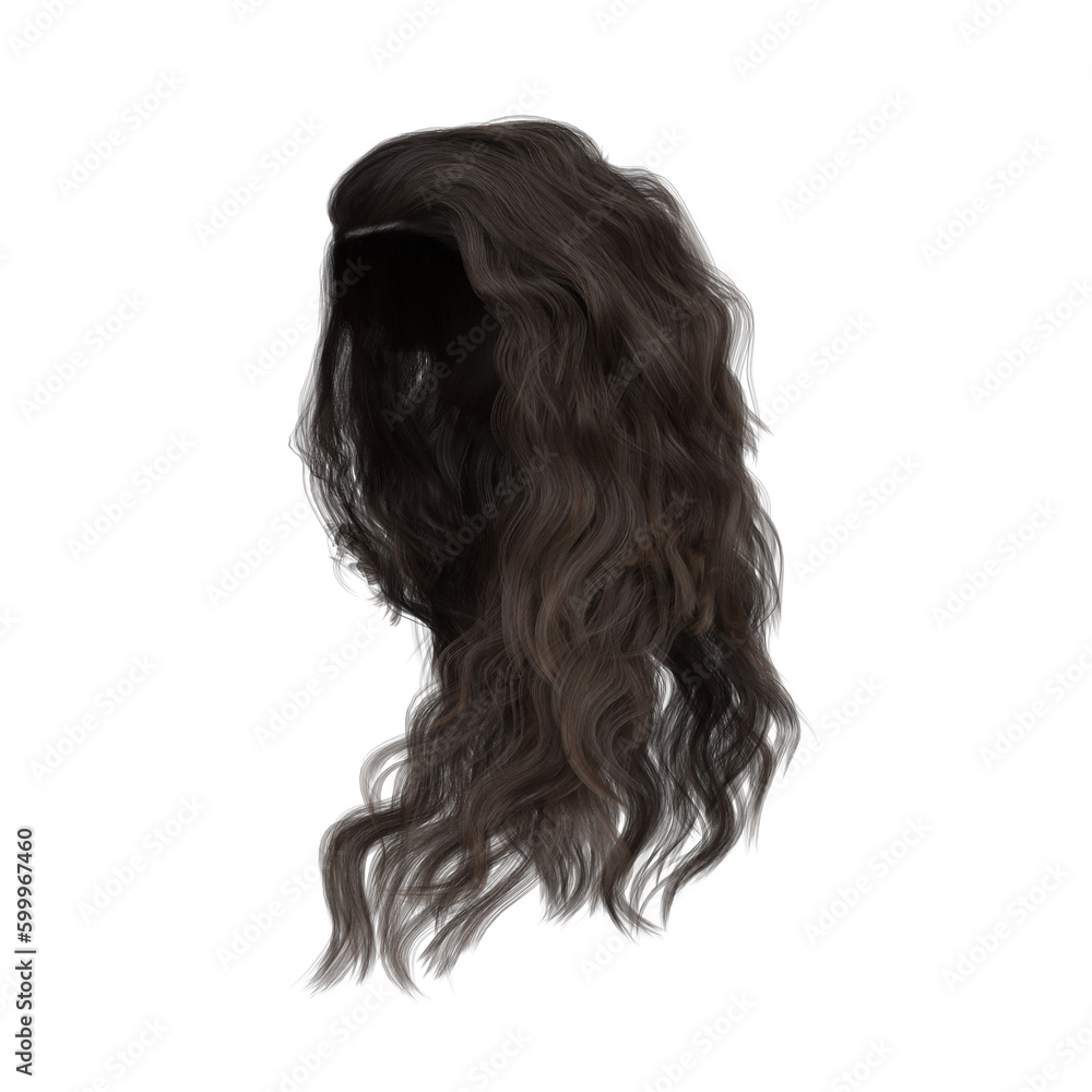 Fototapeta premium 3d rendering wavy brown hair isolated 