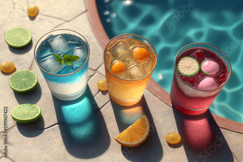 Summer Drinks by the Pool. Generative AI