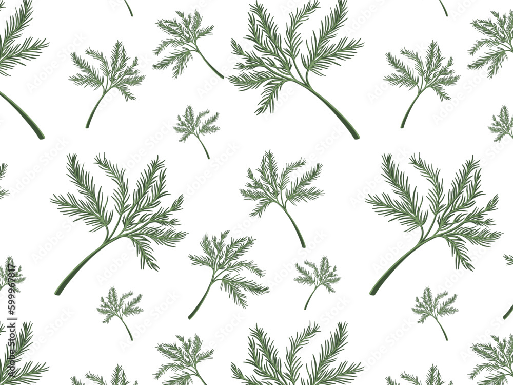 fresh greens, pick for food, pattern seamless, vector illustration