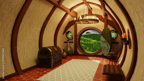 A hobbit house in the beautiful land of the hobbits. photo