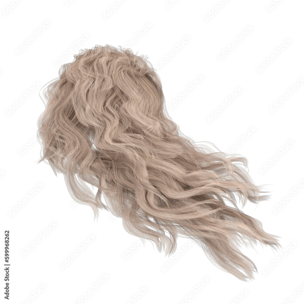 3d rendering wavy blond hair isolated 3d rendering wavy blond hair isolated