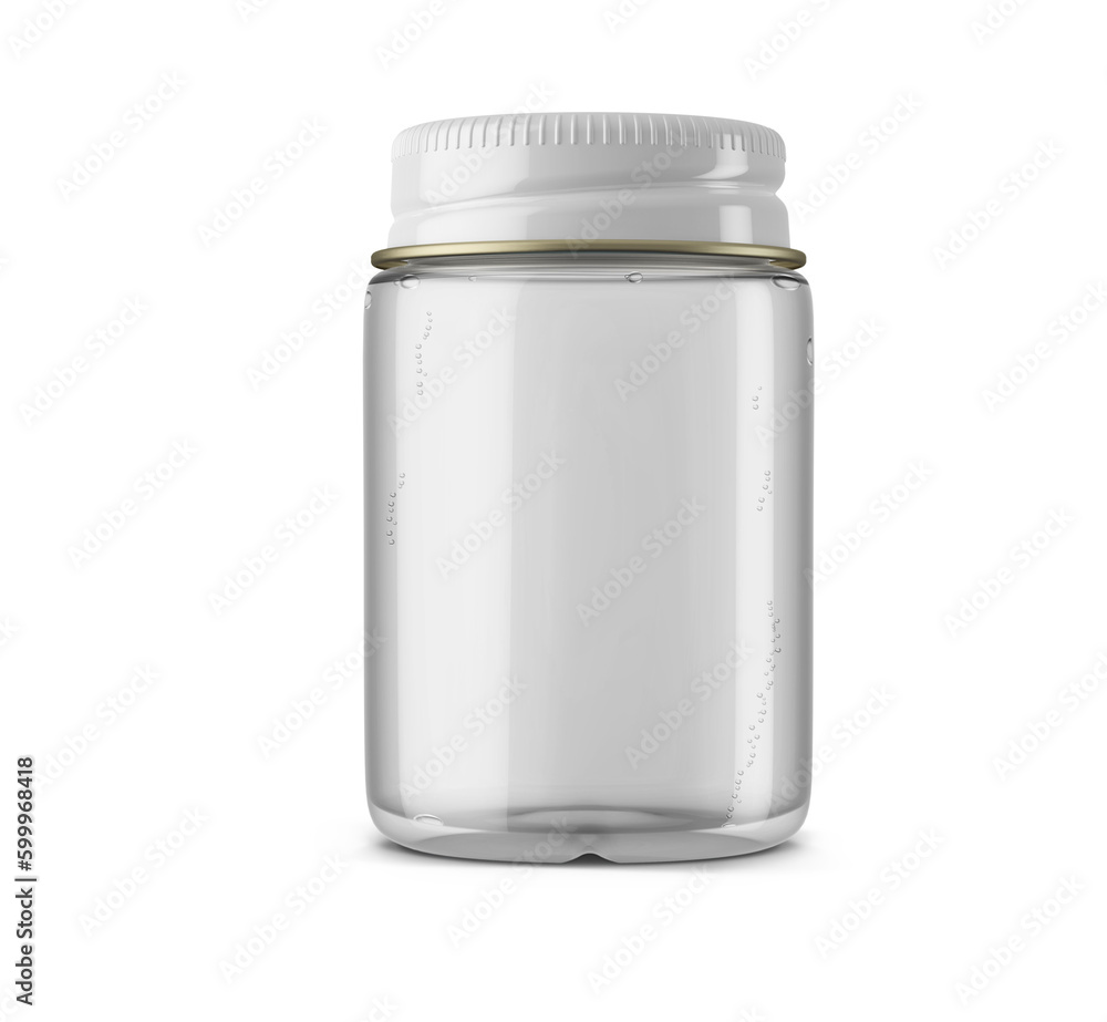 Screw Metal Cap Cosmetic Clear Glass Jar 3D Rendering Screw Metal Cap Cosmetic Clear Glass Jar 3D Rendering