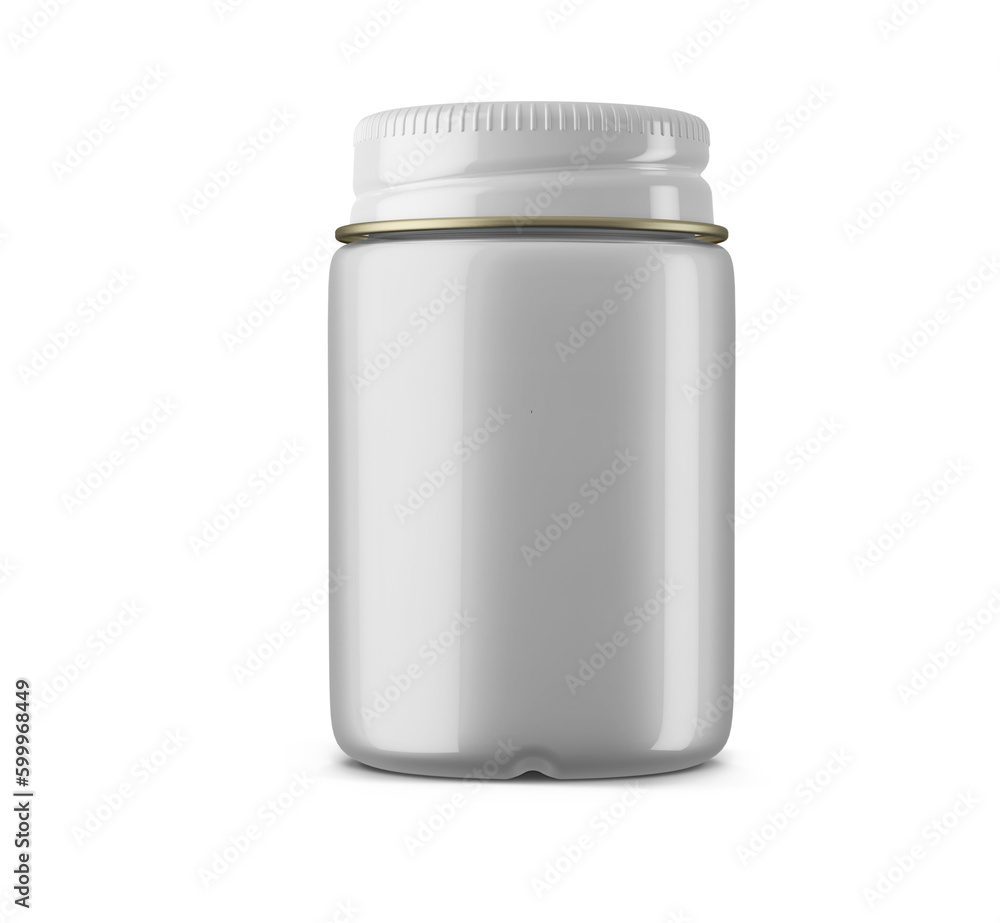 Screw Metal Cap Cosmetic Clear Glass Jar Bottle 3D Rendering Screw Metal Cap Cosmetic Clear Glass Jar Bottle 3D Rendering