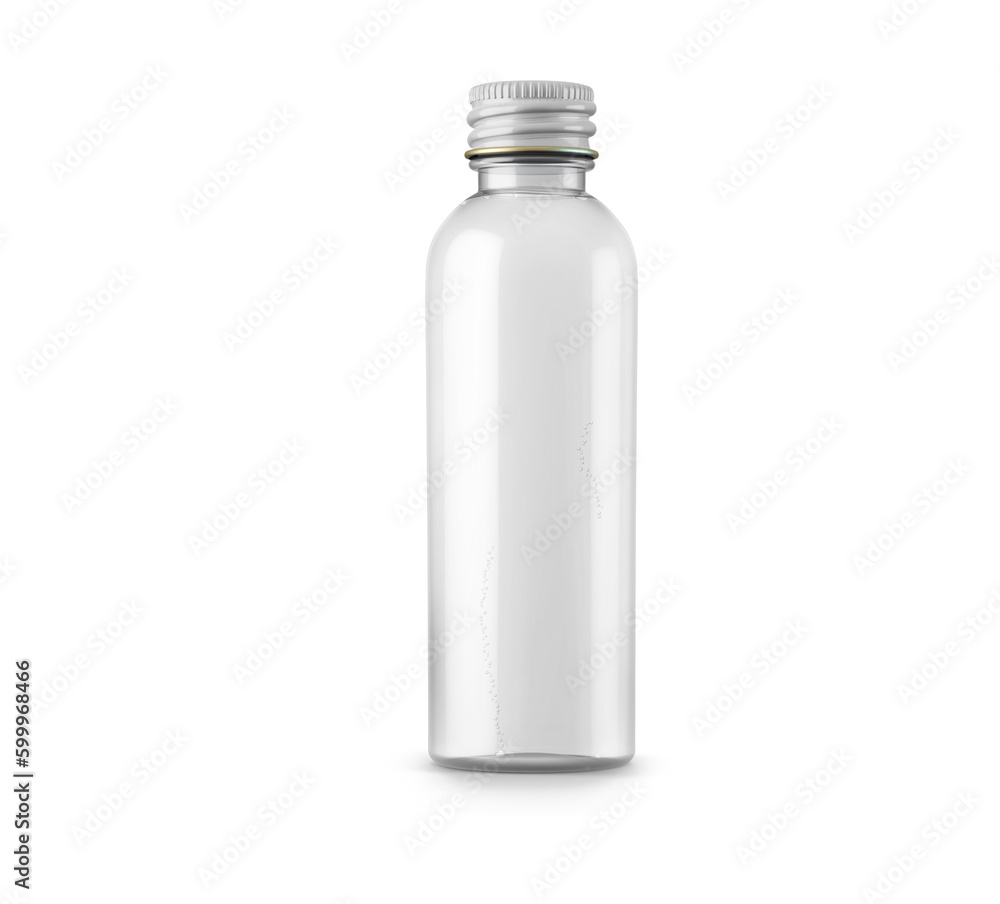 Screw Metal Cap Cosmetic Clear Glass Bottles 3D Rendering Screw Metal Cap Cosmetic Clear Glass Bottles 3D Rendering