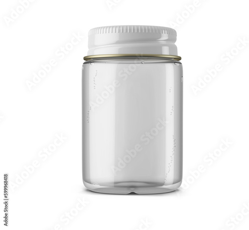 Screw Metal Cap Cosmetic Clear Glass Jar 3D Rendering