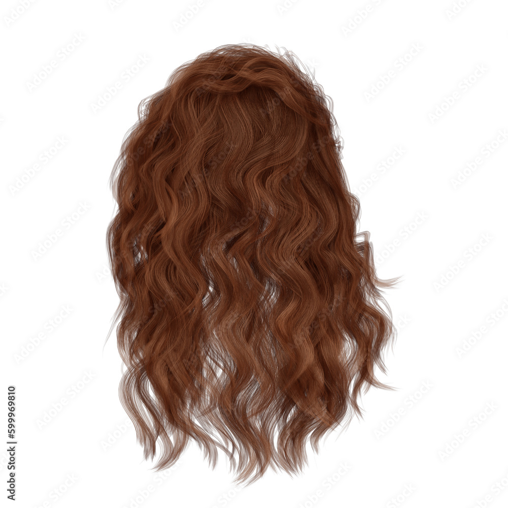 Naklejka premium 3d rendering wavy red ginger hair isolated