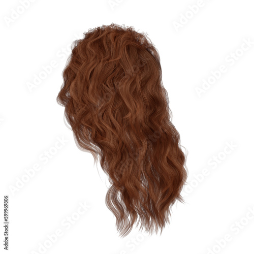 3d rendering wavy red ginger hair isolated