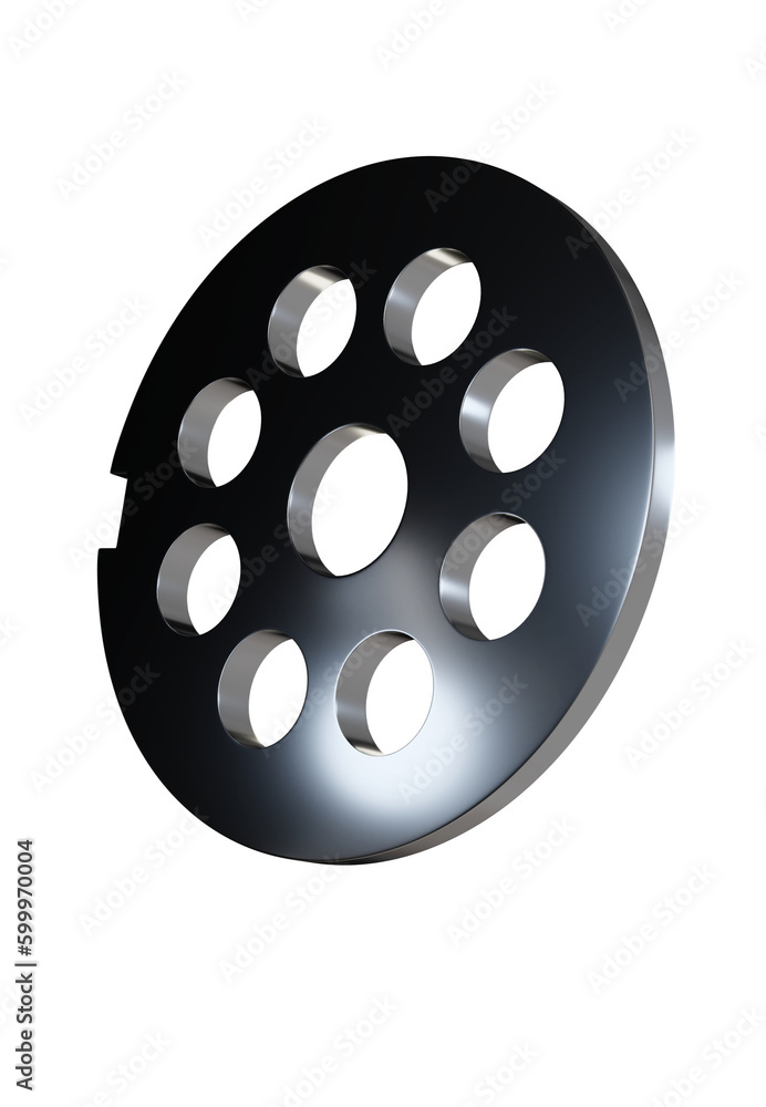 Meat grinder metal parts, 3D rendering, black and white, transparent, without background Meat grinder metal parts, 3D rendering, black and white, transparent, without background