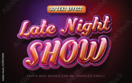 Night show 3d editable text effect style