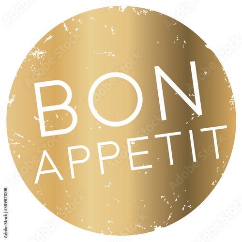 Print op canvas goldener Button Bon Appetit, zerkratzt