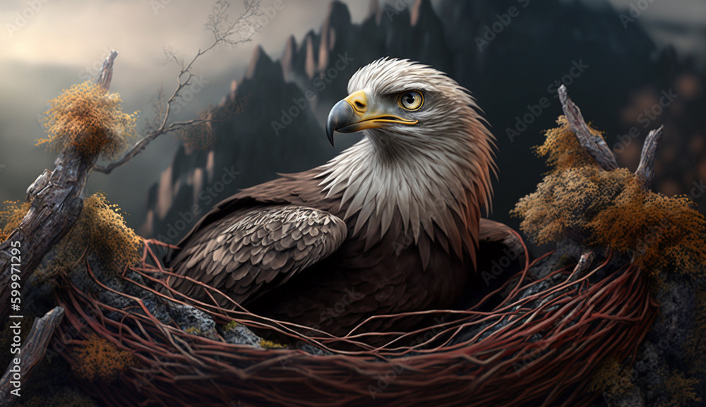 Bald Eagle bird nest largest animal AI Generated image Stock ...