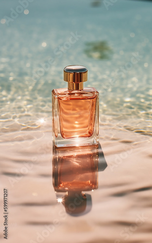 Perfume by the shoreline, a harmonious blend of luxury and nature's untouched beauty.