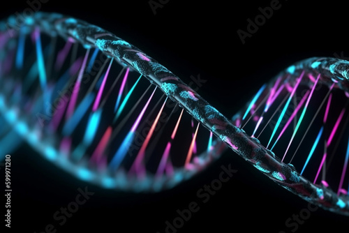 DNA double helix structure. DNA, background Generative AI photo