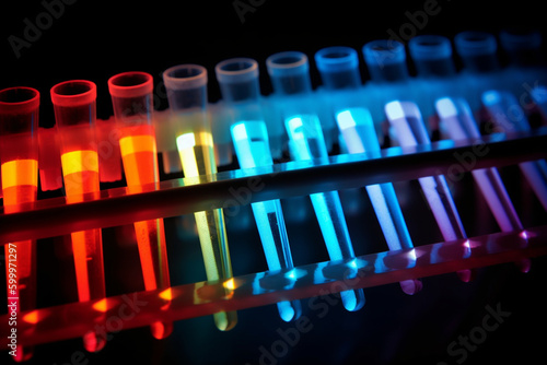 DNA gel electrophoresis results. DNA, background Generative AI photo