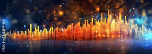 Numerous columns of data showing the dynamics of growth, the background for the business presentation