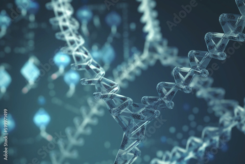 DNA nanobots and medicine. DNA, background Generative AI photo