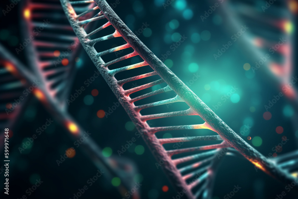 DNA and genomics. DNA, background Generative AI