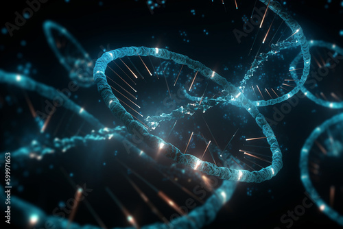 DNA and evolution. DNA, background Generative AI photo