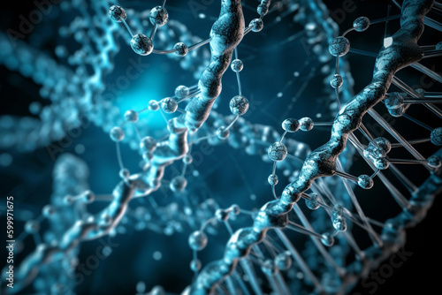 DNA and proteomics. DNA, background Generative AI photo