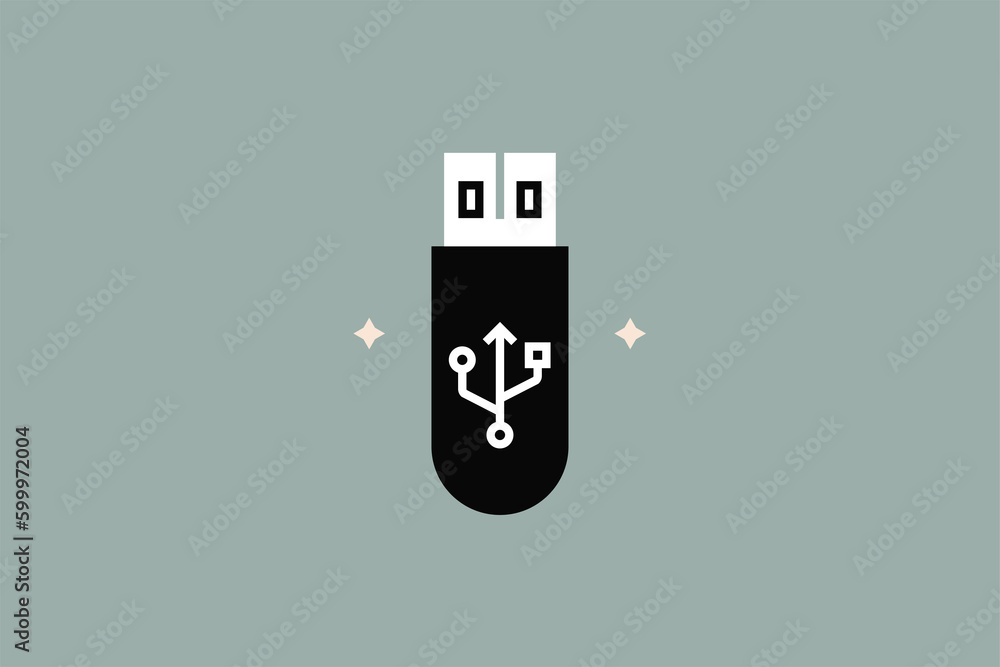 Geometric usb drive illustration. in flat style design. Vector flat icon. Geometric usb drive illustration. in flat style design. Vector flat icon.