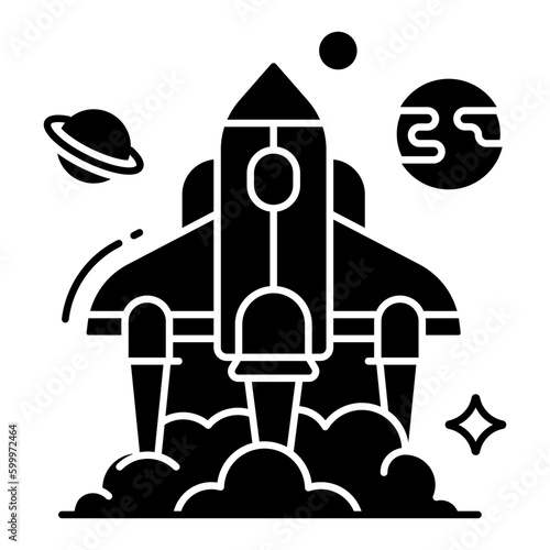 Conceptual solid design icon of rocket 