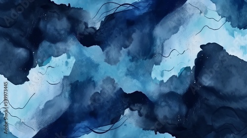 dark blue watercolor background hand drawn texture abstract Generative AI