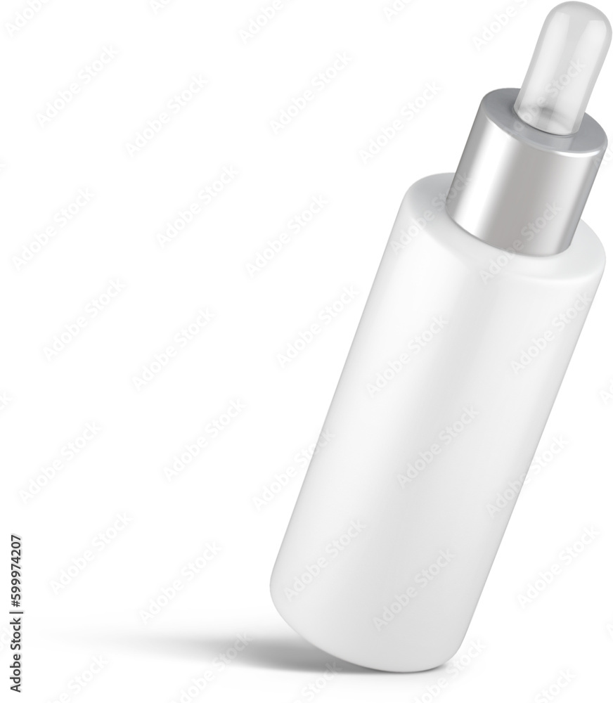 White Glass Cosmetic Dropper Bottle Isolated 3D Rendering White Glass Cosmetic Dropper Bottle Isolated 3D Rendering