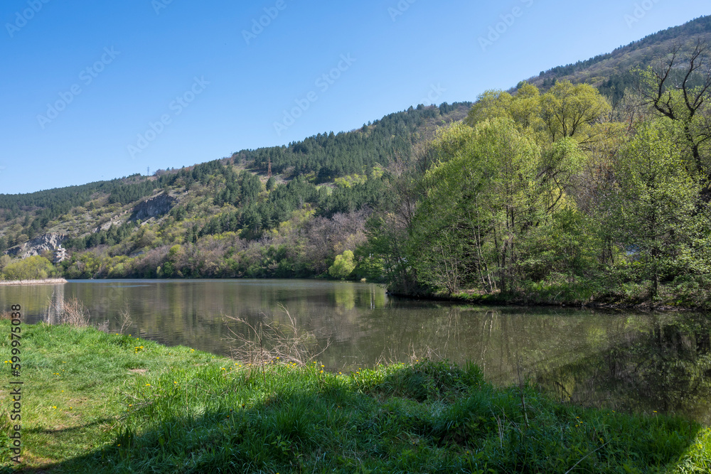 Fototapeta premium Spring Landscape of Pancharevo lake, Bulgaria