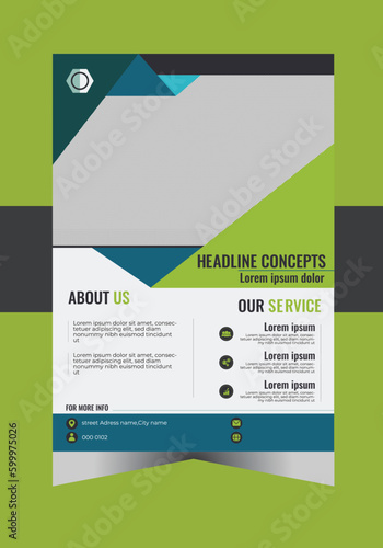 poster flyer pamphlet brochure cover design layout space for photo background, vector illustration Corporate business cover and back page a4 flyer design template for print