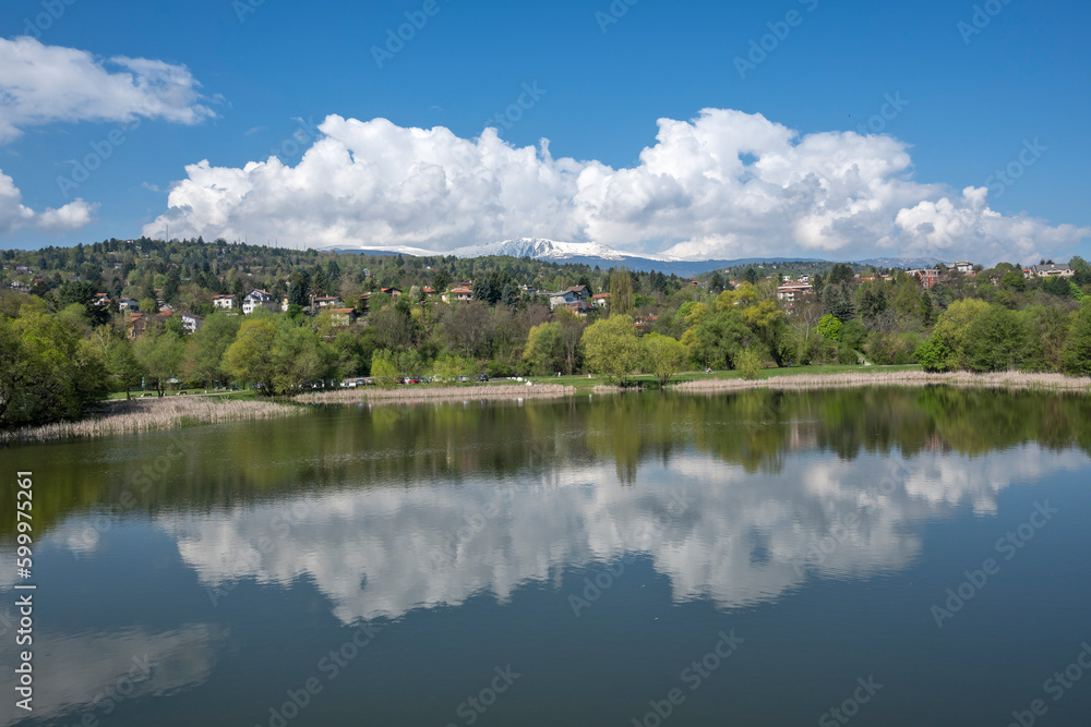 Fototapeta premium Spring Landscape of Pancharevo lake, Bulgaria