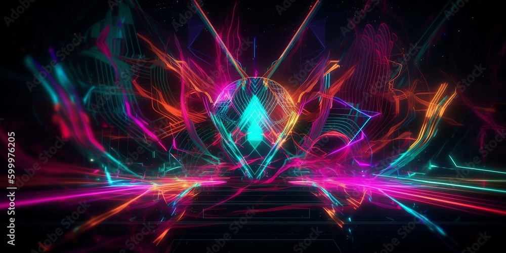 Obraz premium Abstract neon background, generative AI