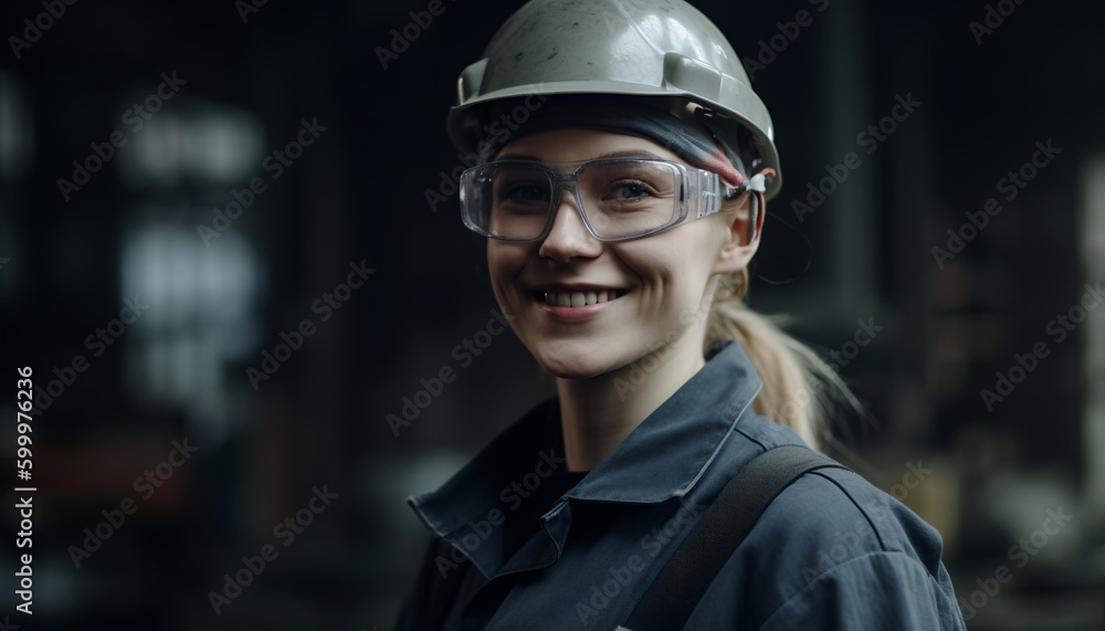Female factory worker, generative ai Female factory worker, generative ai