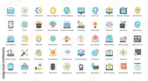 Machine Learning Flat Iconset Artificial Intelligence Color Icon Bundle